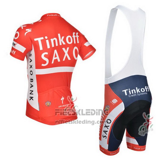 2014 Fietskleding Tinkoff Saxo Bank Kampioen Denemarken Korte Mouwen en Koersbroek